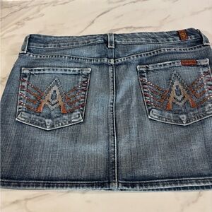 7 For All Mankind Blue Denim mini Skirt